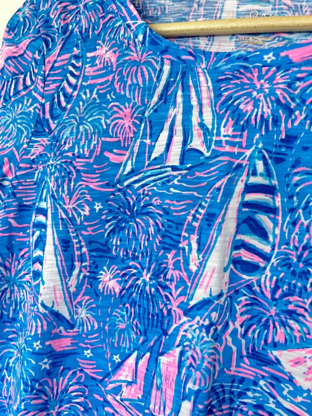 NWOT Lilly Pulitzer Boca Blue It’s A Sailabration Etta Scoop Neck Tee - XS - Picture 2 of 6